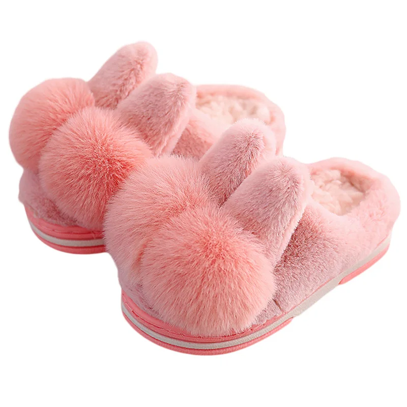 

Winter Children Cotton Slippers and Lovely Cartoon Antiskid Warm Baby Slippers for Men and Women At Home Kids Shoes Boy Rabbit