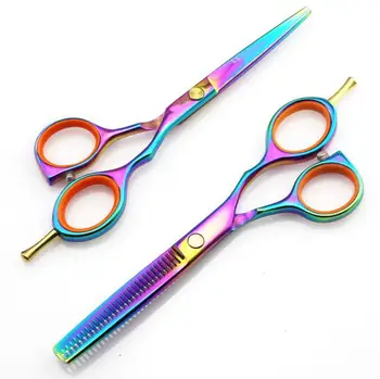 

Professional japan 440c 5.5 inch color cut Hairdressing Scissors Cutting shears kit makasThinning barber makas hair scissors set