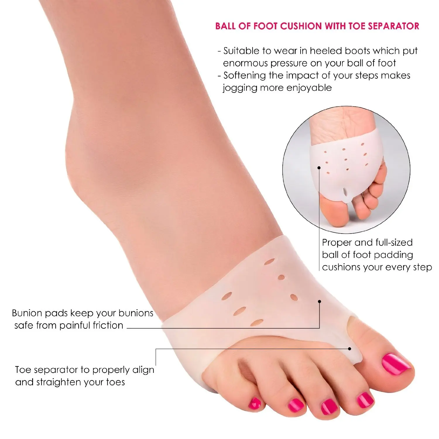2 Pcs Silicone Toe Sets Pad Toe Separator Gel Open Toe Sock Bunion Adjuster Hallux Valgus Corrector Feet Care Protector Z24601