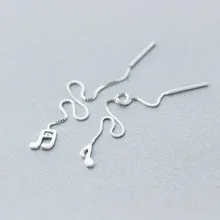 Асимметрия реальные. 925-Стерлинговое Серебро, серьги с музыкальной нотой, Асимметричные Длинные висячие серьги, GTLE658