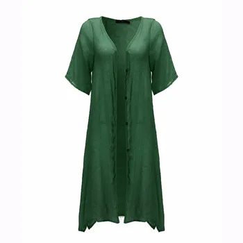

SCHMICKER Women 2020 Spring Summer Loose Solid Irregular Kimono Cardigan Female Cover Ups Single Breast Buttons Long Tops Jacket