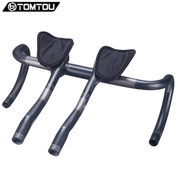 

TOMTOU Full UD Carbon Fiber Bicycle Road Handlebar + Full 3K Carbon Fiber Bike Rest Handlebar Cycling Road Parts Matt - TX5T16