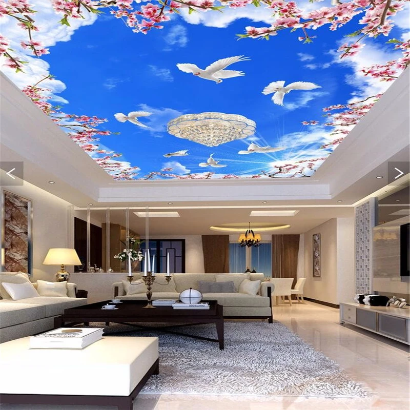 Beibehang カスタム 3d 壁紙鳩花青空天井壁画リビングルームの寝室の天井壁紙 3d フローリング 3d Flooring Wallpaper 3d Floorsky Ceiling Mural Aliexpress