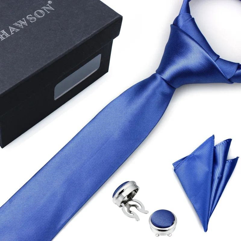 

Hot Selling Men Necktie Set with Pocket Square & Button Cover Cuff-links in Gift Box for Business Wedding Party