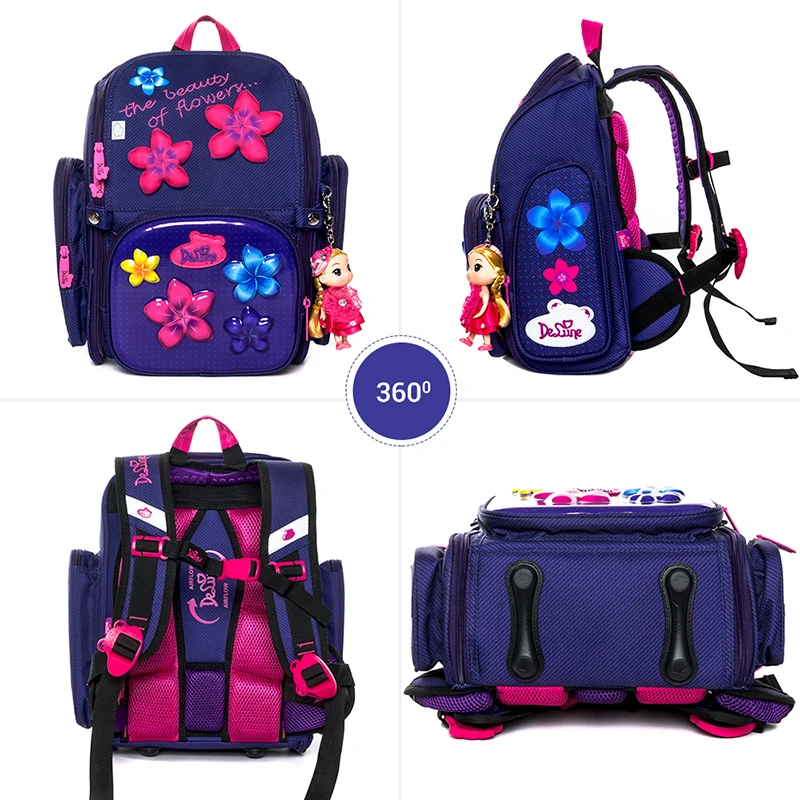Delune, Мультяшные школьные сумки, рюкзак для девочек и мальчиков, с рисунком собаки, автомобиля, Детские ортопедические рюкзаки, сложенные, Mochila Infantil, для начальной школы