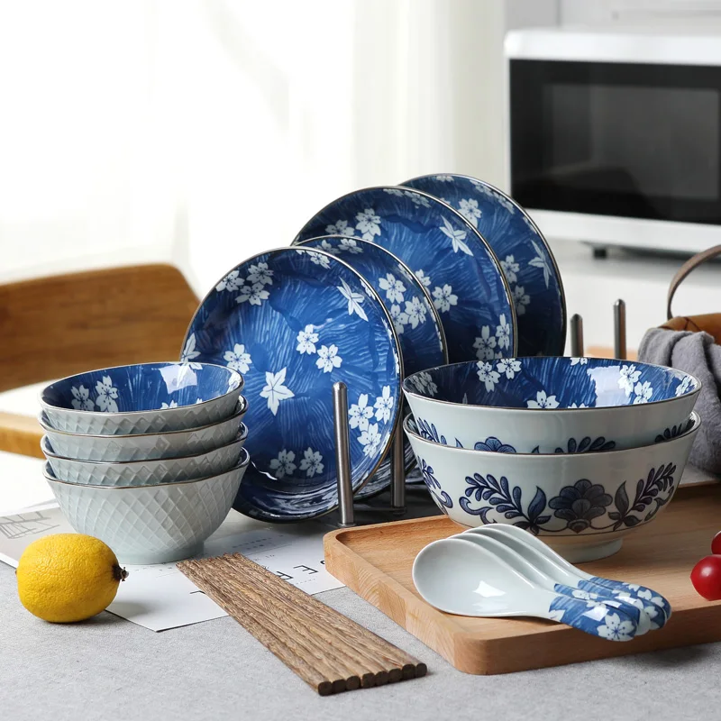 В японском стиле чашка для дома посуда в западном стиле сочетание блюд 18 штук набор керамической посуды расписанный вручную керамический