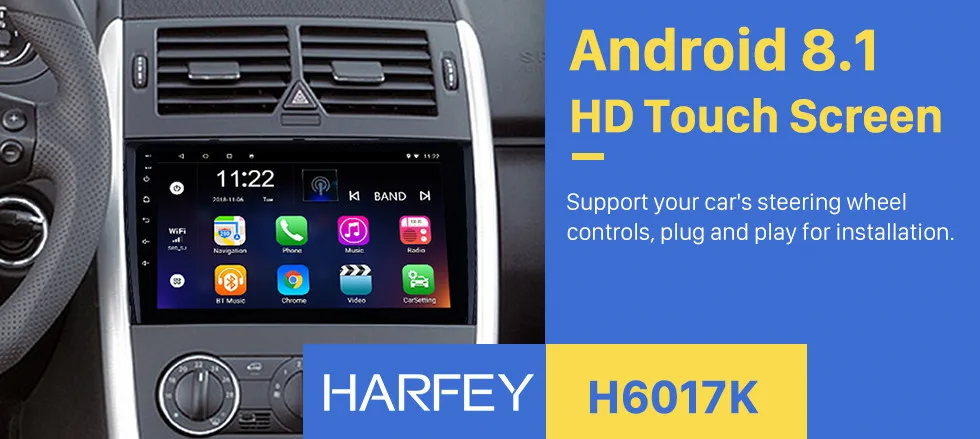 Perfect Harfey Universal Car Navi 9" HD 2Din GPS Android 8.1/7.1 Autoradio Stereo Head Unit For VW Volkswagen Multimedia Player With USB 0