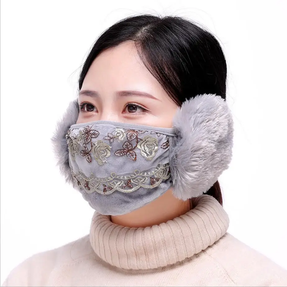 Для женщин Ухо Защитная маска для лица взрослых ветрозащитный Рот-муфельная печь Анти-пыль маска для лица против дымки маски для лица для защиты от гриппа зимний респиратор