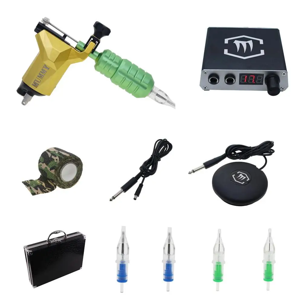 

Rotary Tattoo Machine Gun Kit with Digtal Tattoo Power Supply Needles Grip for Tattoo Supply KT004