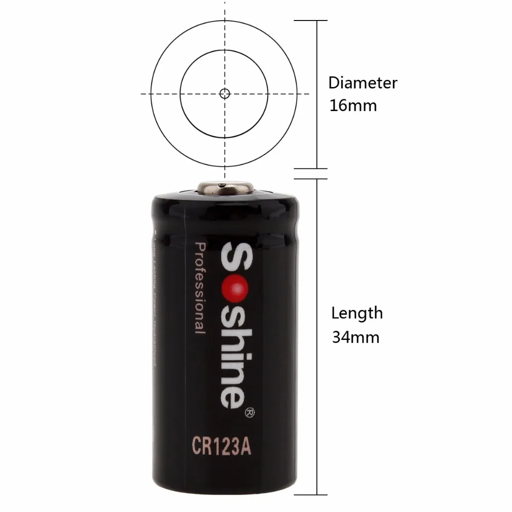 2 шт. Soshine литий CR123A 3,0 V 1600mAh основная Батарея для Светодиодный фонарики фар головного света с Батарея коробка