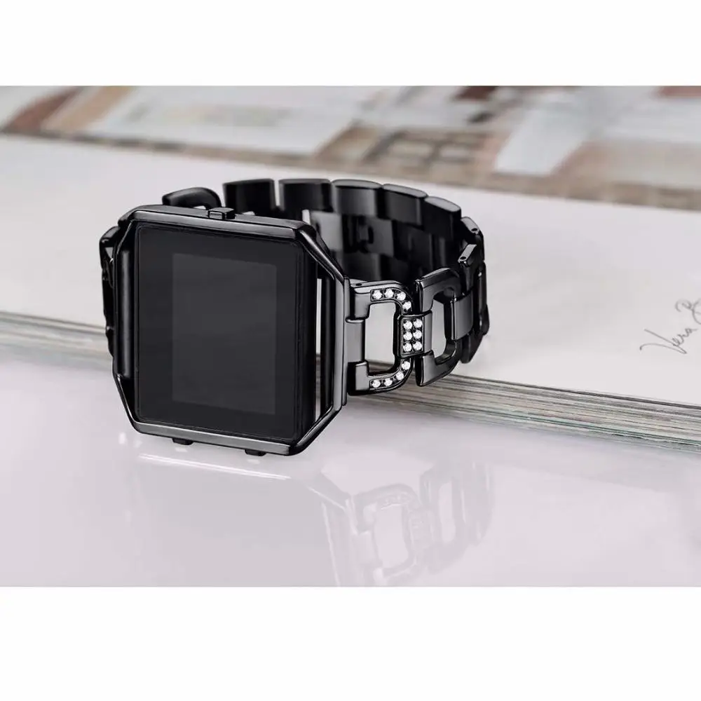 Модный ремешок для наручных часов Diamond Нержавеющая Сталь Браслет для Fitbit Blaze Смарт фитнес наручные часы интимные аксессуары замена ремешок