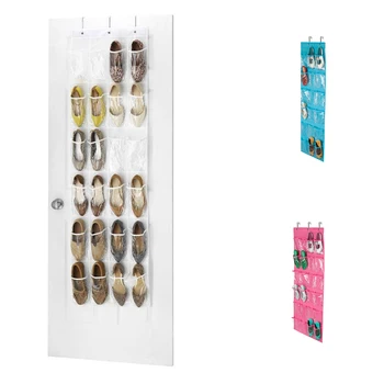 

Brand New 24 Pockets Simple Houseware Crystal Clearing Over the Door Hanging Shoe Telephone Organizer