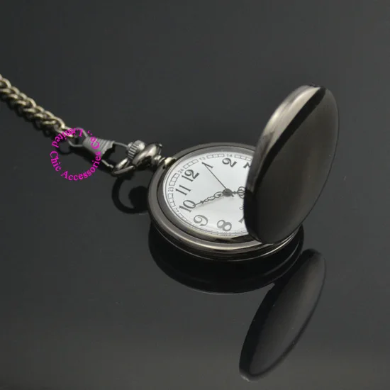 Низкая цена, хорошее качество Ретро Винтаж Черный Человек отец гладкой круглый классические мужские подарок кварцевые карманные часы с