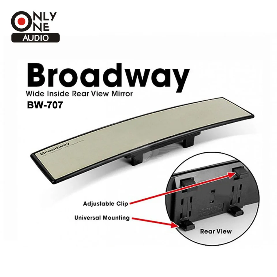 

ONLY ONE AUDIO Untra Thin Universal 300mm Wide Convex Auto Interior Mirrors Clip On Car Vehicle Truck Inside Rear View Mirror