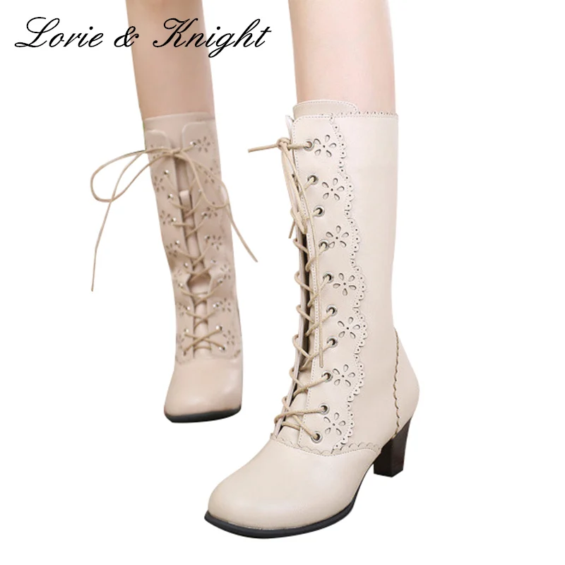 High End Japanese Style Sweet Ruffle Trim Lace Up Bow Princess Boots Lolita Cosplay Boots ruffle trim crop floral wrap top