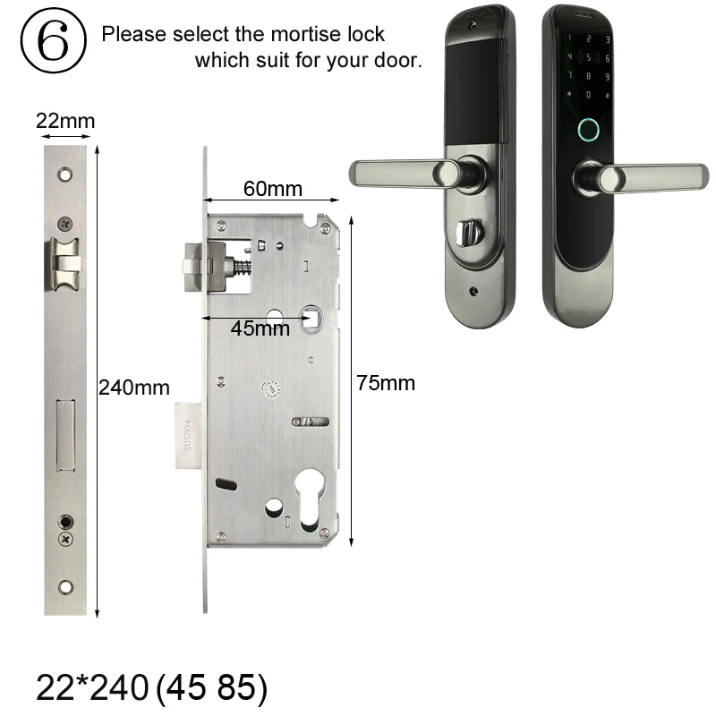 RAYKUBE DIY биометрический дверной замок отпечатков пальцев цифровая смарт-карта Bluetooth мобильный телефон приложение ригель без ключа врезной замок R-FG4 - Цвет: Size 6