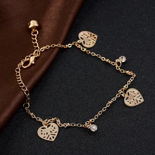 QCOOLJLY женский браслет в форме сердца золотого цвета с кристаллами модные ювелирные изделия для ног