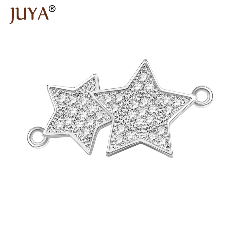

DIY Bracelets Necklaces Earrings Accessories Findings Copper Micro Pave Cubic Zirconia Stars Charm Connectors For Jewelry Making