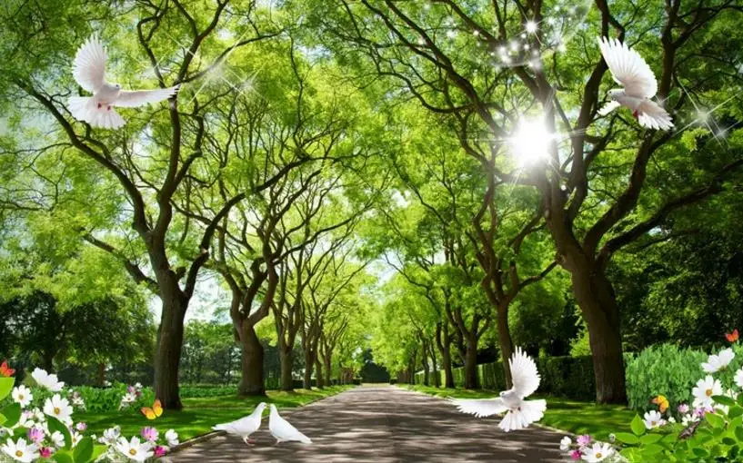 Пользовательские 3d Настенные обои зеленый деревянный голубь гостиная спальня