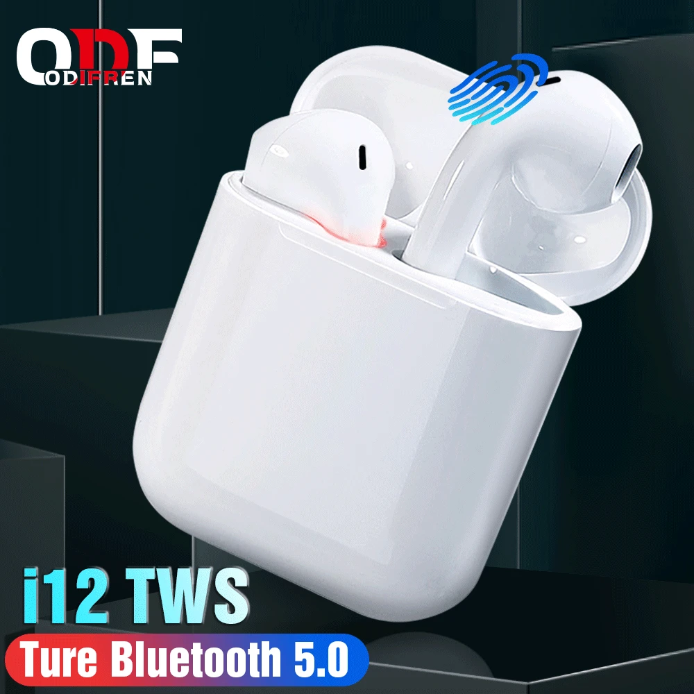 2019 New Original i12 TWS Mini Air Wireless Headphones Headset Sport Bluetooth 5.0 Touch Control Earphones PK Pods i10 i13 TWS