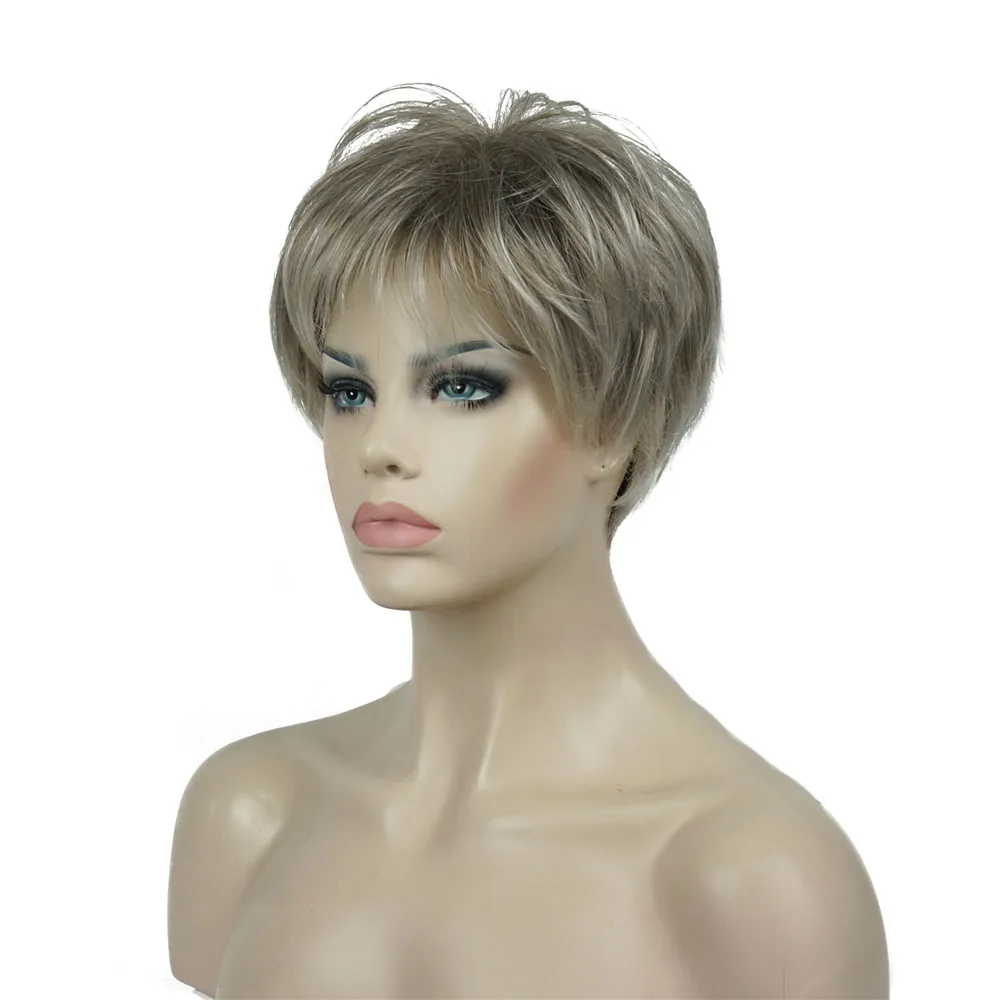 StrongBeauty женский парик короткий прямой натуральный без косточек светлый/черный