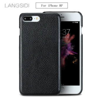 

Cases For iPhone 8 Plus case handmade custom Real Leather Litchi texture phone back cover Genuine Leather phone case