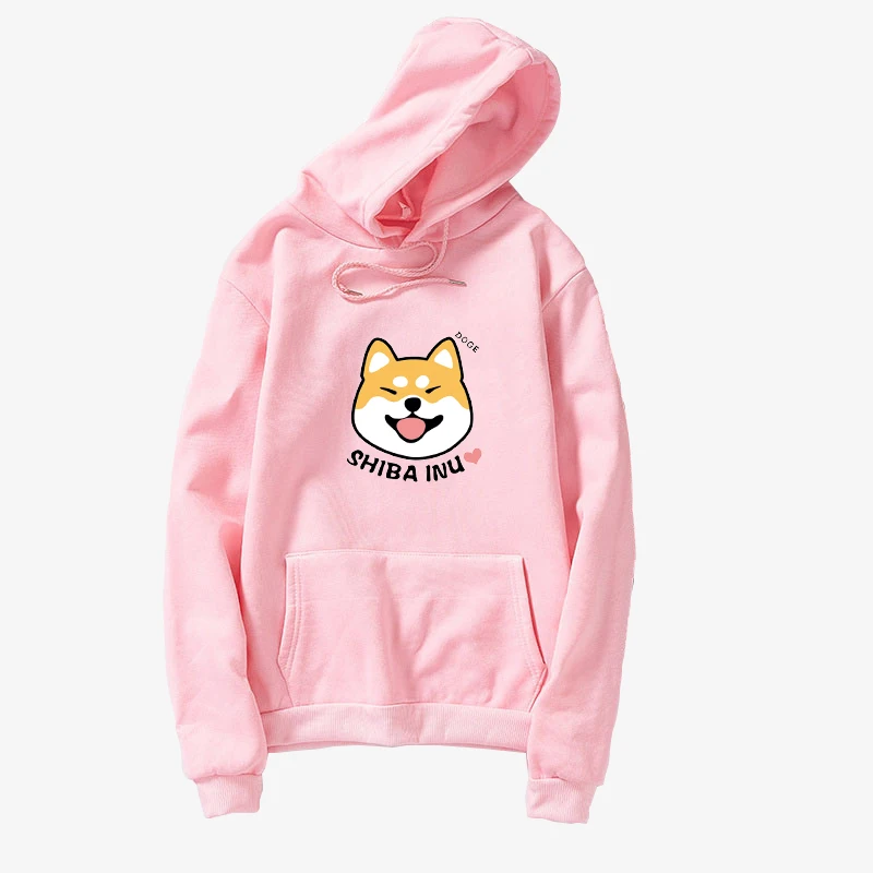 Harajuku Lovely Shiba Cartoon Print Sweatshirts Kawaii Loose Long Sleeves Fleece Tops Streetwear Casual Unisex Oversized Hoodies (3)