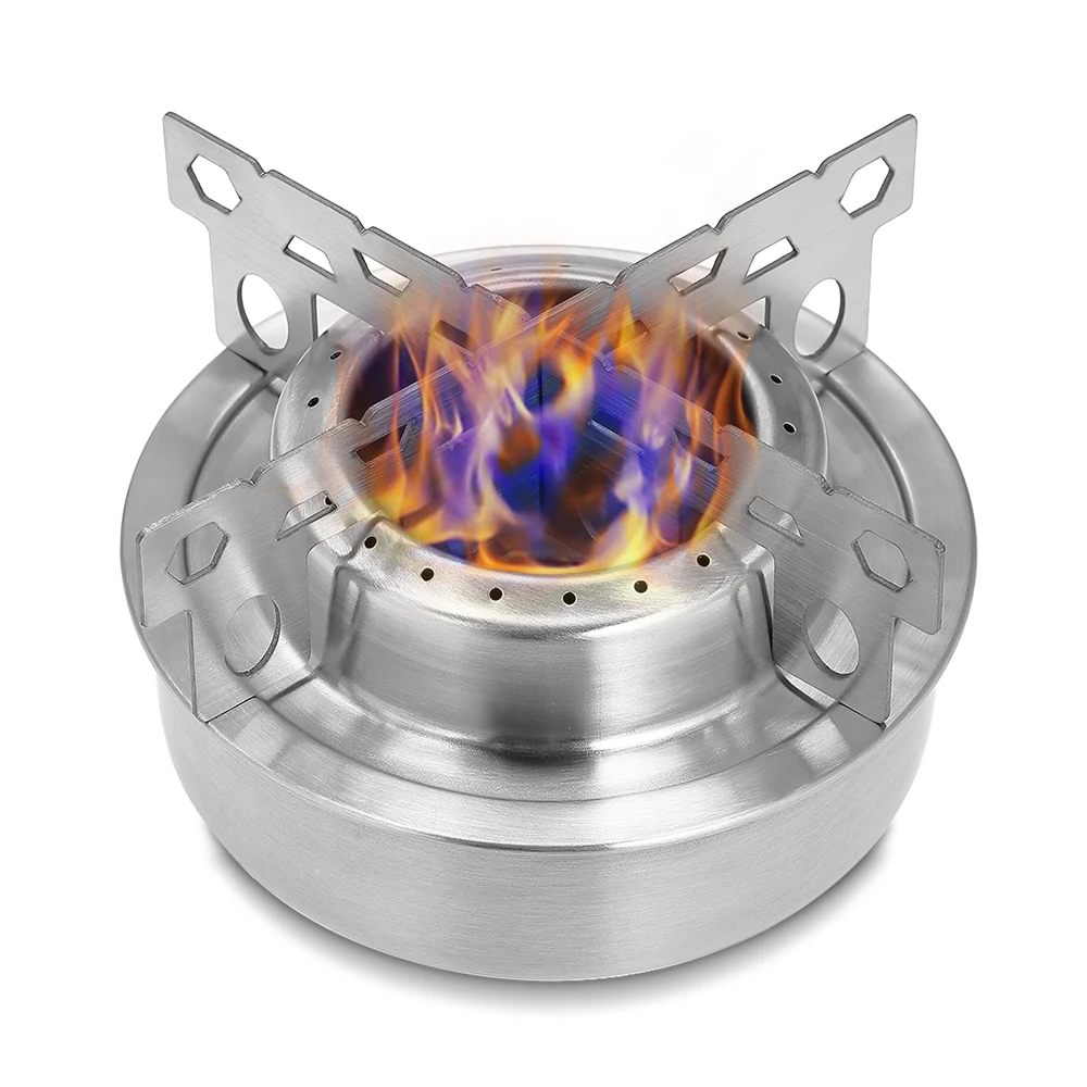 

Outdoor Alcohol Stove & Rack Combo Set Mini Portable Alcohol Stove with Cross Stand Stove Rack Support Stand Camping