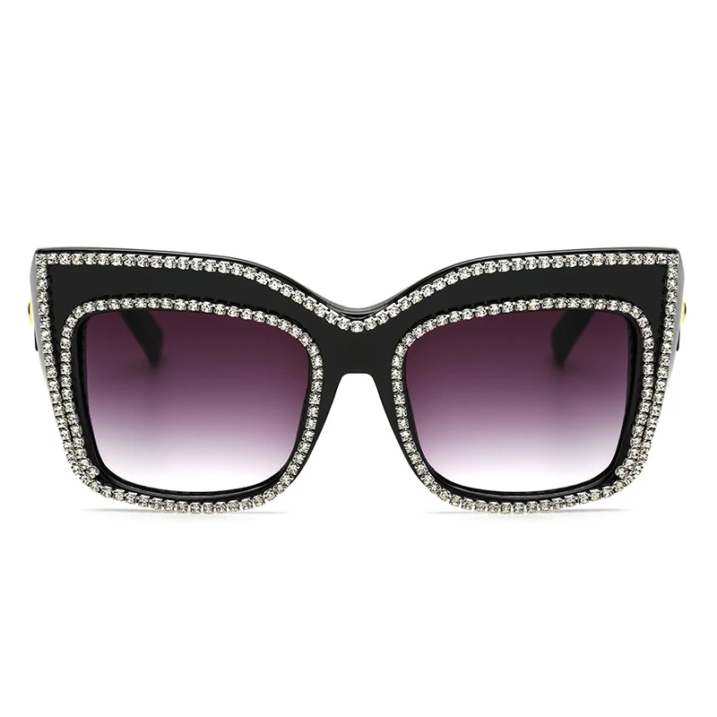 

Oversized Sunglasses for Women Handmade Rhinestone Jeweled Cateye Rectangle Sunglasses