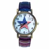Pentagram Fourth of July Celebration USA Flag Fashion Accessories Stripes Denim Cloth Canvas Band Quartz Wrist Watch 1