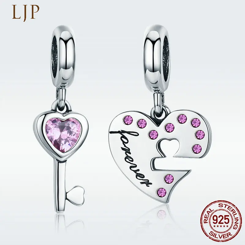 FURUYA Мэй, новинка,, серебро 925 пробы, замок, ключ сердца, Розовый CZ ...