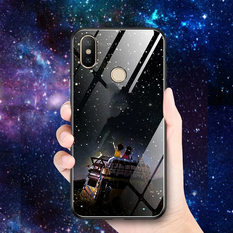 Tempered Glass Case for Xiaomi Redmi 5 plus Mi 5X 6X A1 A2 Cover Luminous Shockproof Case for Xiaomi MI 8 SE Mi 8 Lite Note 3