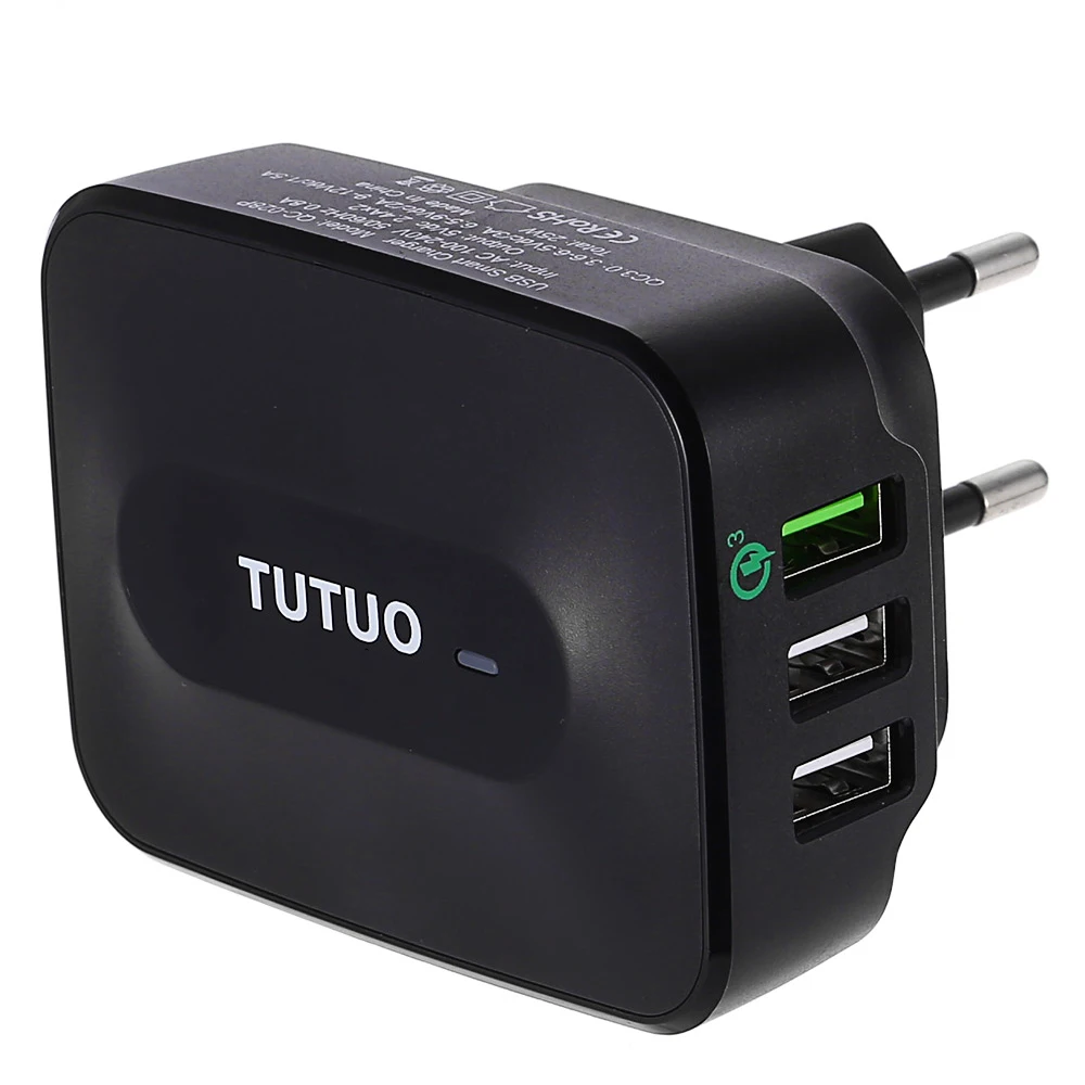 TUTUO Quick Charge 3,0 QC-028P 25W 3-Порты и разъёмы ЕС/US быстрое USB настенное Зарядное устройство адаптер для Galaxy S7/S6/Edge/Xiaomi Redmi/iPhone 7