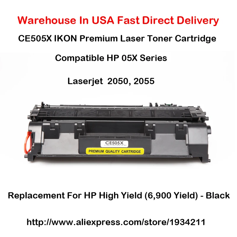 

CE505X 05X Series Laser Toner Cartridge Compatible For HP LaserJet 2050, 2055 High Yield (6,900 Yield) - Black