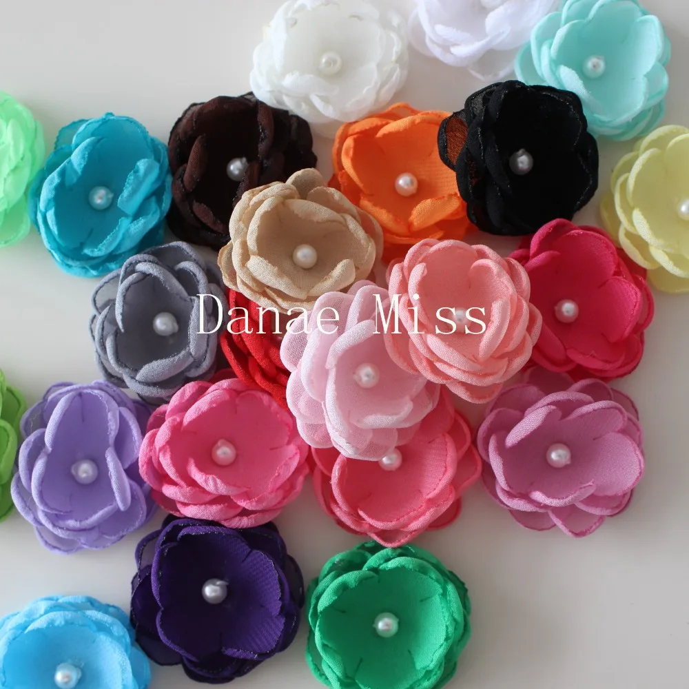 

4cm Boutique Burn fabric flower Layered Poppy flower For Girl Kids Headband Hair Accessories Singed Flower 120pcs