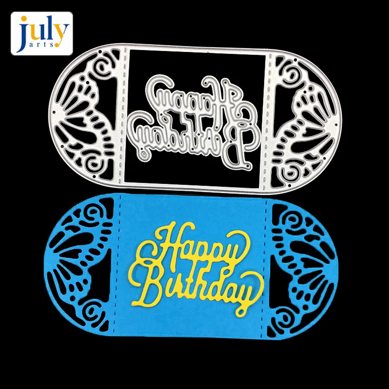

Julyarts "Happy Birthday" Cutting Dies Stencil Cake Curtain Craft Dies for Scrapbooking Handmaking Gift Decorative Craft