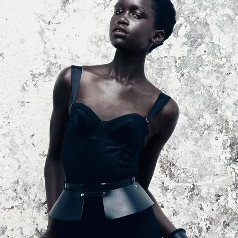 Повседневная одежда для женщин панк рок готический PU кожаный ремень