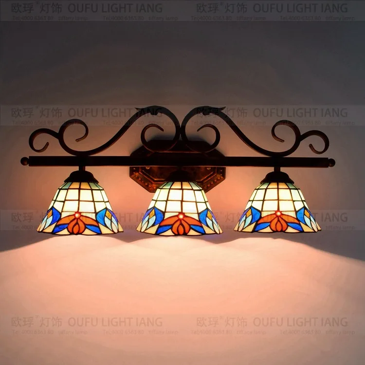 Tiffany Baroque vintage Stained Glass Iron Mermaid wall lamp indoor lighting bedside lamps lights for home AC 110V/220V E27 | Освещение