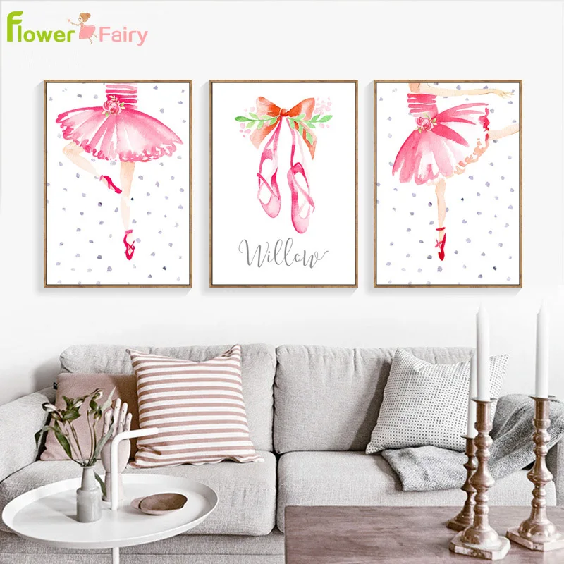

Ballet Nordic Poster Girl Room Wall Art Canvas Painting Cartoon Picture Posters Wall Pictures For Living Room Decor Unframed