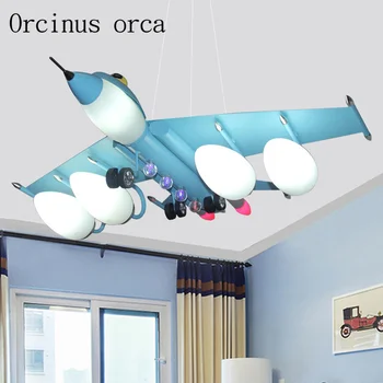 

Children's room creative fighter chandelier boy bedroom cartoon LED airplane Chandelier free shipping