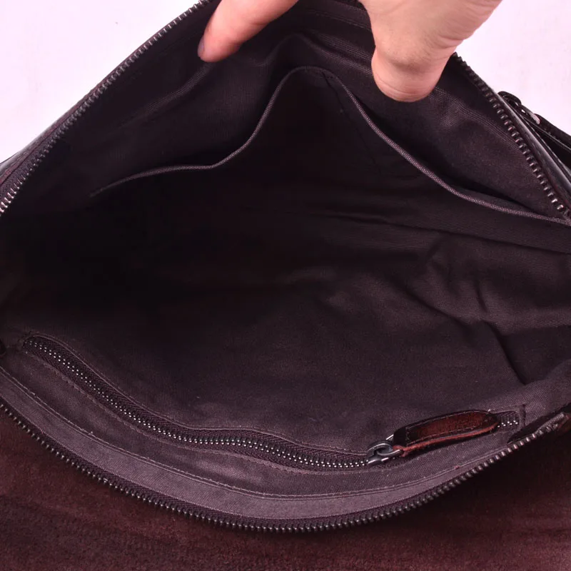 EUMOAN Simple head leather men's postman bag, casual leather one-shoulder slant bag, vintage leather commuter bag