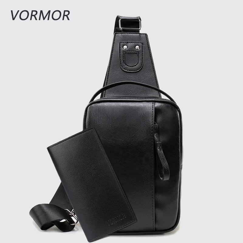 VORMOR Men's Fashion Crossbody Bag Soft PU Leather Chest Bags Men Shoulder Bags Chest Waist Pack uiyi pu leather men chest bag waterproof chest pack men s handbags shoulder bags casual male bag crossbody