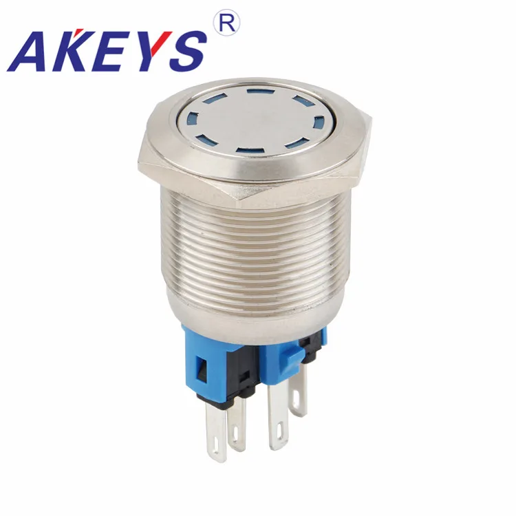 PX22A-P11Z-DD Waterproof High Flush Push Button Switch 22mm LED Lighted Power Push Button