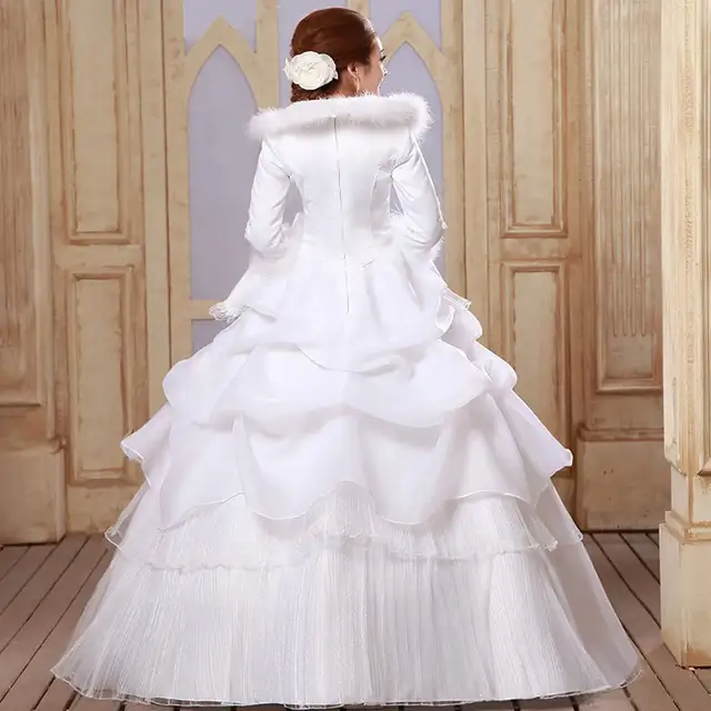 Online Shop E Jue Shung White Organza Cheap Muslim Wedding Dresses