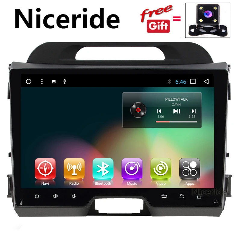 GPS para Kia Sportage 3 4 2011-2016 Doble DIN Car Stereo 9de Pantalla t/áctil Llamadas Multimedia del Jugador Bluetooth Manos Libres Espejo de Control Am//FM Receptor de Radio Dab SWC