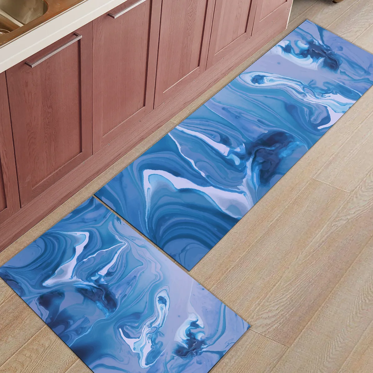 

Blue Art Marble1Dirt Debris Mud Trapper Boot Shoes Scraper Machine Washable Accessory Sets Floor Carpets Accent Rugs Front Door