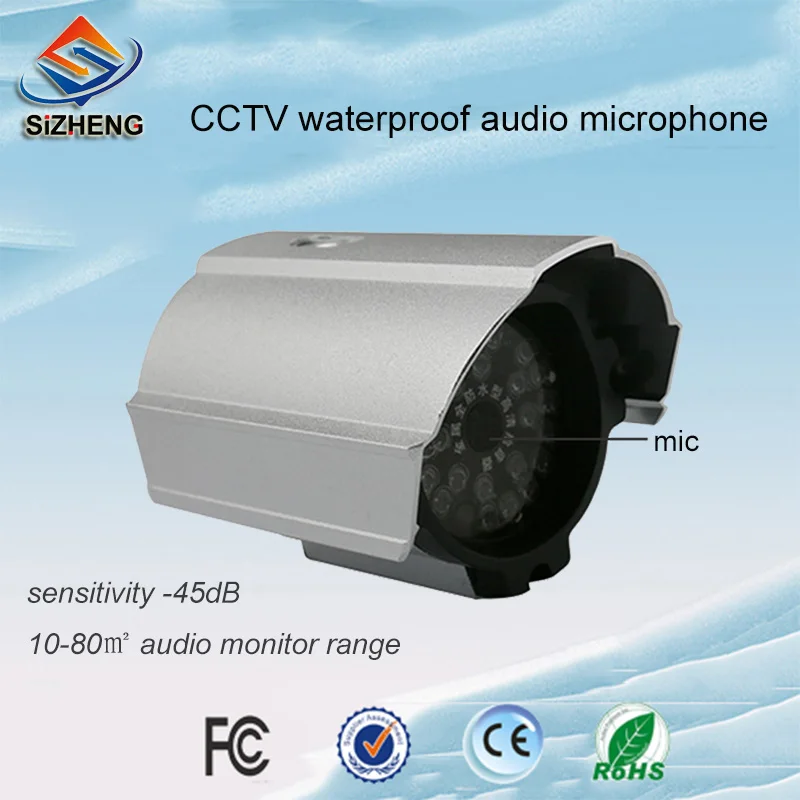 SIZHENG SIZ-190 Открытый водонепроницаемый CCTV Микрофон для системы безопасности DVR