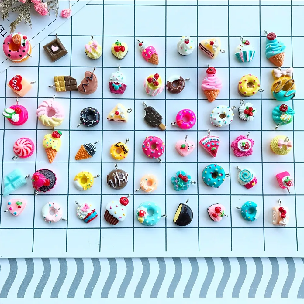 30Pcs/Set Mini Kawaii Mix Resin Food Charms Necklace Donut Cake Ice Cream  Pendant For DIY Decoration Keychain Charms - Price history & Review, AliExpress Seller - Ali-ladieswear Store