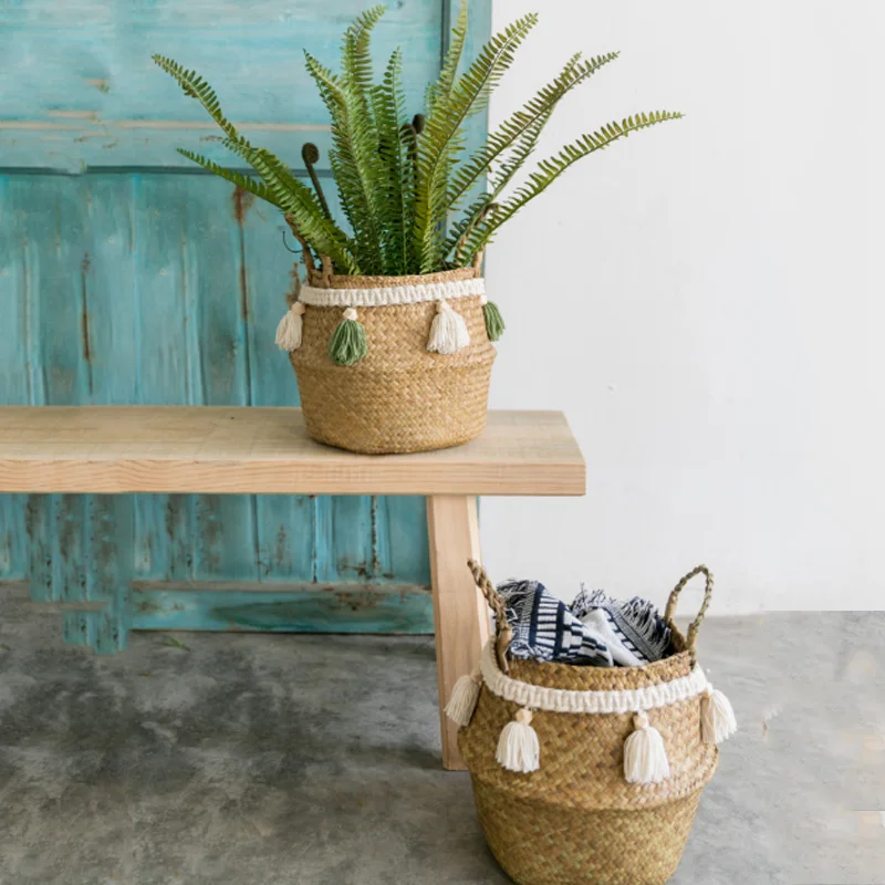 سلة الغسيل القابلة للطي الكرتون تخزين لعب الملابس سلة تخزين خشبية الغسيل المنظم المنزلية Panier Osier