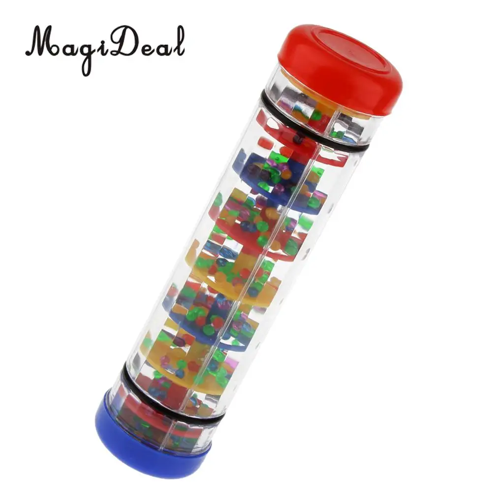 MagiDeal 1Pc Plastic Rain Sound Maker Shake Colorful Beads for Infant Baby Kids Youth Learn Play Toy Novelty Gift 20cm 10cm 30cm